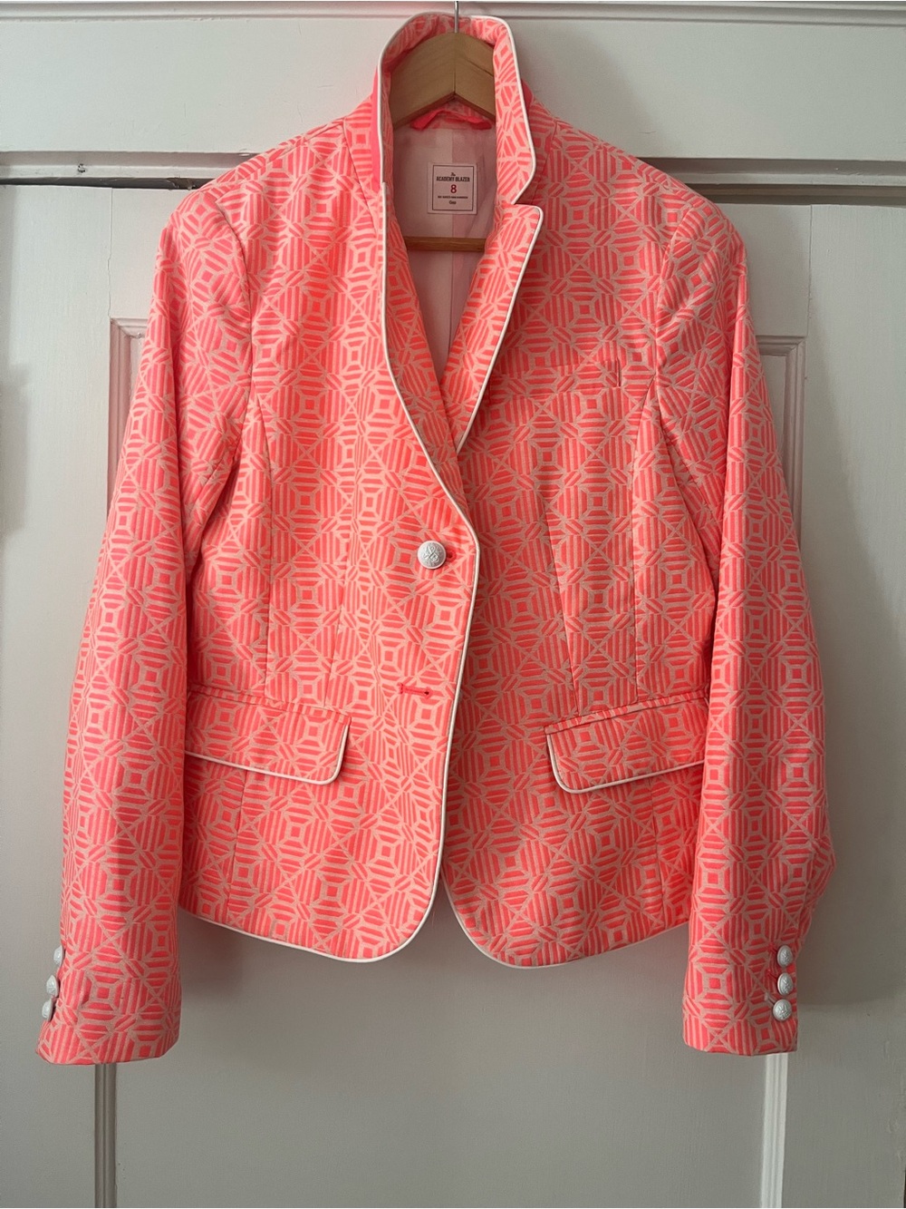 GAP Coral Geometric Blazer with Cream Trim